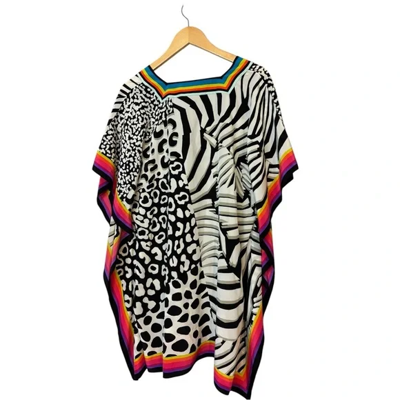 Trina Turk "Theodora" 100% Silk Kaftan Mini Dress women’s size XS/S. - Picture 4 of 6